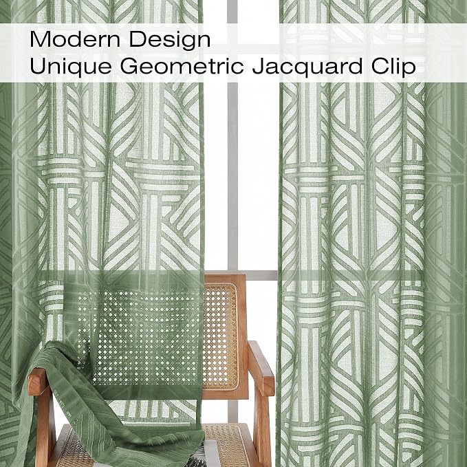 Simplebrand Sage Green Sheer Curtains 72 Inch Length 2 Panels - Image 3