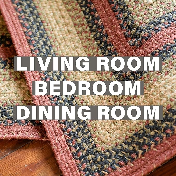 Highland Multi Color Jute Braided Area Rug, 4x6' Rectangle - Warm Country and Cabin Decor, Perfect for Kitchens and Large Entryways - Durable, Reversible and Easy to Clean