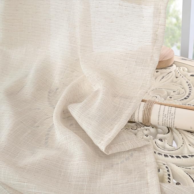 BGment Oatmeal Linen Curtains 63 Inches Long - Image 7
