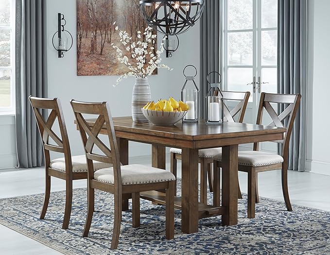 Signature Design by Ashley Moriville Farmhouse 36” x 30” Dining Extension Table, Seats up to 8, Brown