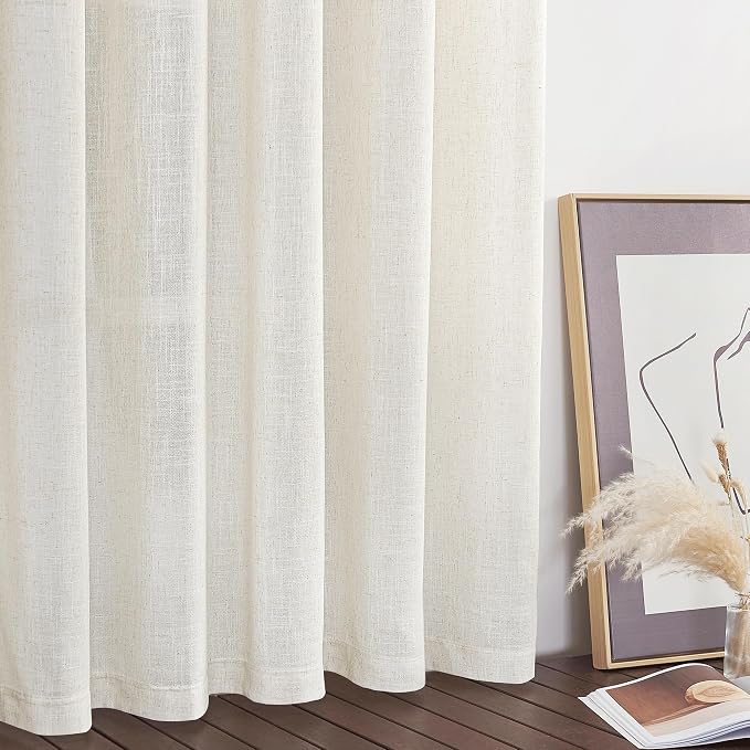 NICETOWN Flax Linen Curtains for Sliding Glass Door, W100 Inch Grommet Linen - Image 8