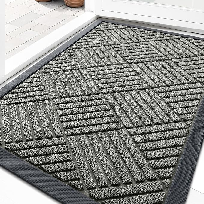 OLANLY Front Door Mat Outside Entrance 33x21, Heavy Duty Sturdy Natural Rubber by OLANLY