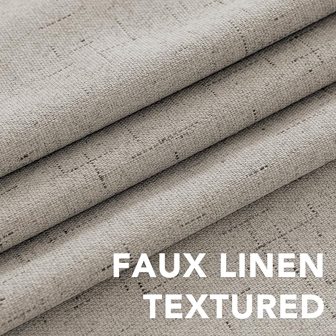 H.VERSAILTEX Primitive Linen Curtains 100% Blackout Curtain Drapes Burlap - Image 4
