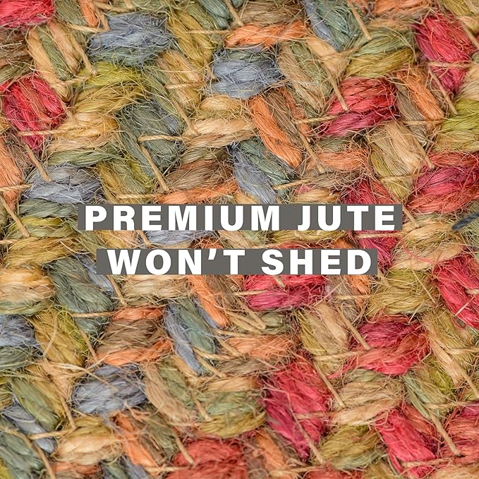 Azalea Multicolor Braided Oval Rug, Jute, 4x6' - Perfect Country Primitive Decor for Entryway, Bedroom, Everywhere