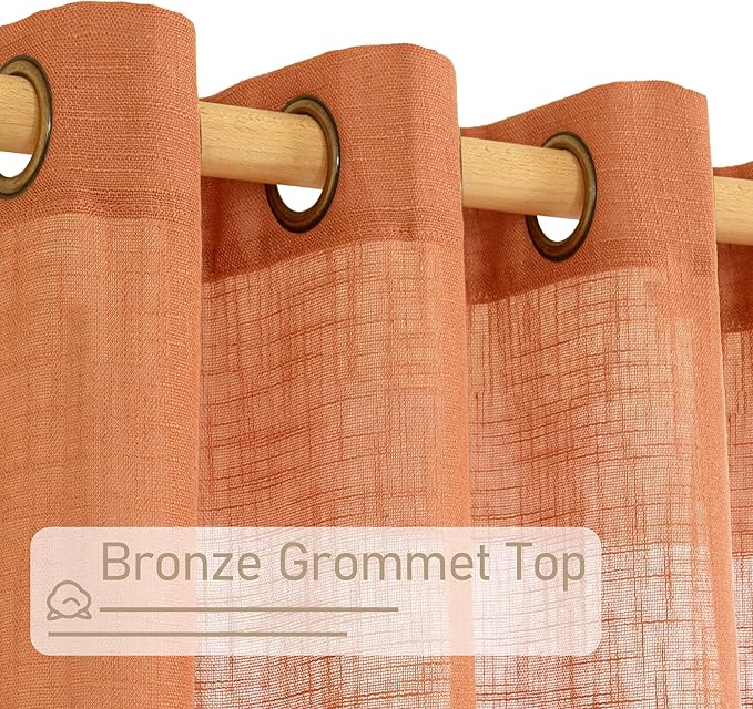 LAMIT Burnt Orange Linen Curtains 40 Inches Long - Image 4