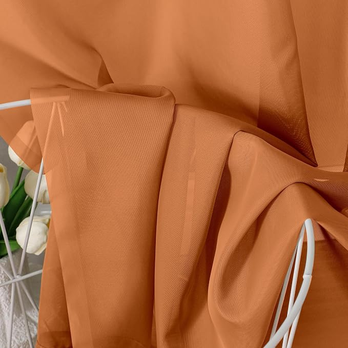 Aiyufeng Orange Sheer Curtains 84 Inches Long 2 Panels Set, Light Filtering - Image 7