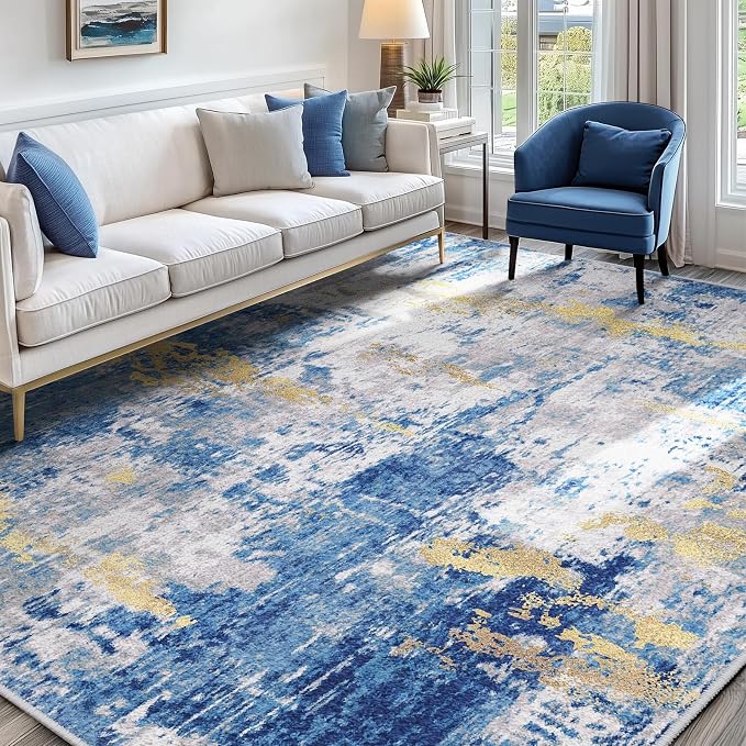 Washable Area Rugs7'x9' Non-Slip Modern Abstract Soft by RELEANY
