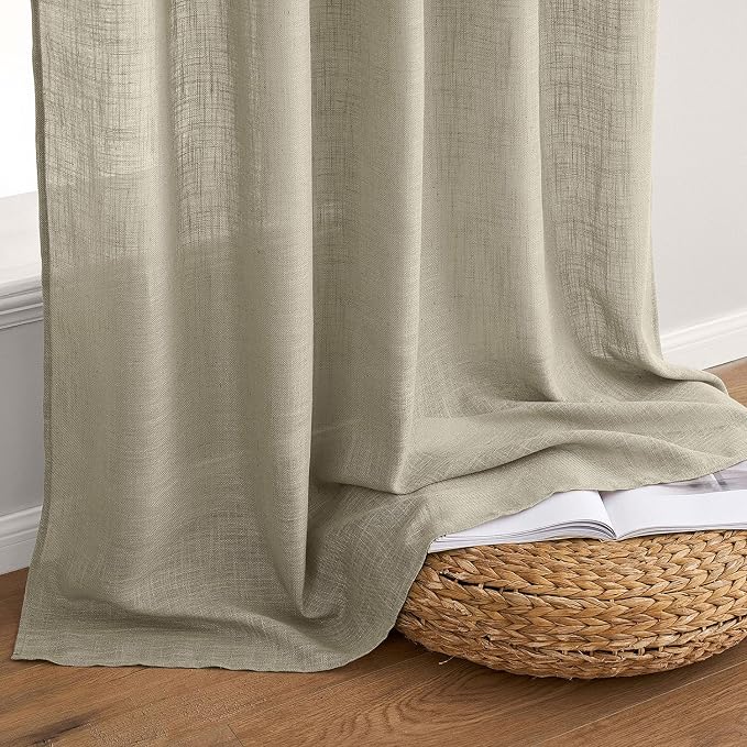MIULEE Oatmeal Linen Curtains 96 Inches Long 2 Panels - Image 7
