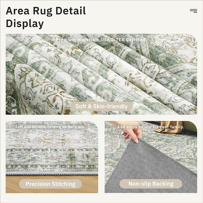 3x5 Rug, Small Area Rug for Kitchen, Machine Washable Non-Slip Throw Rug - Image 6
