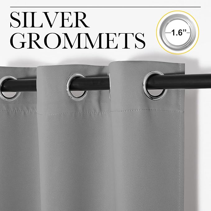 NICETOWN Silver Grey Room Darkening Curtain Panels 102" Long - Image 3