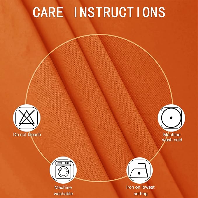 LEMOMO Blackout Curtains 66 x 95 inch/Orange Curtains Set of 2 Panels/Thermal - Image 4