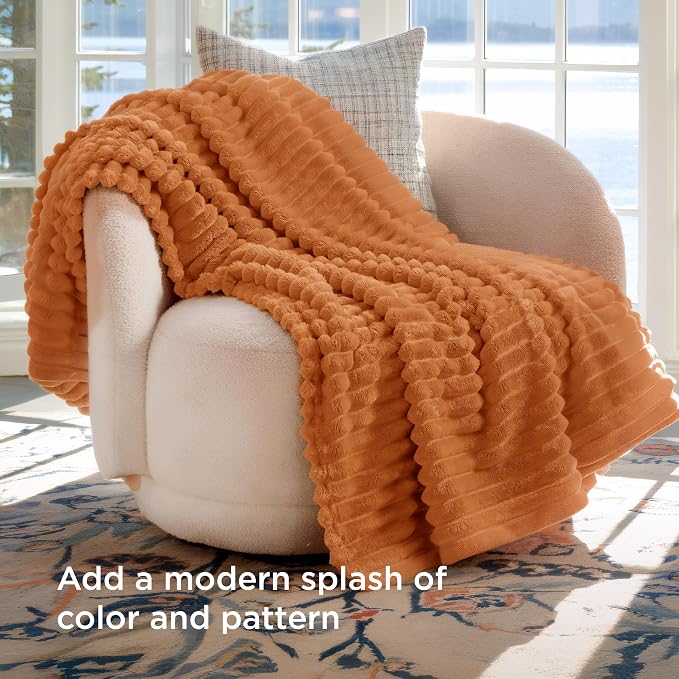 Bedsure GentleSoft Orange Twin XL Blanket - Image 3