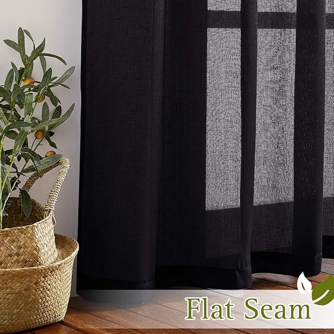 NICETOWN Linen Sheer Black Curtains - Image 6