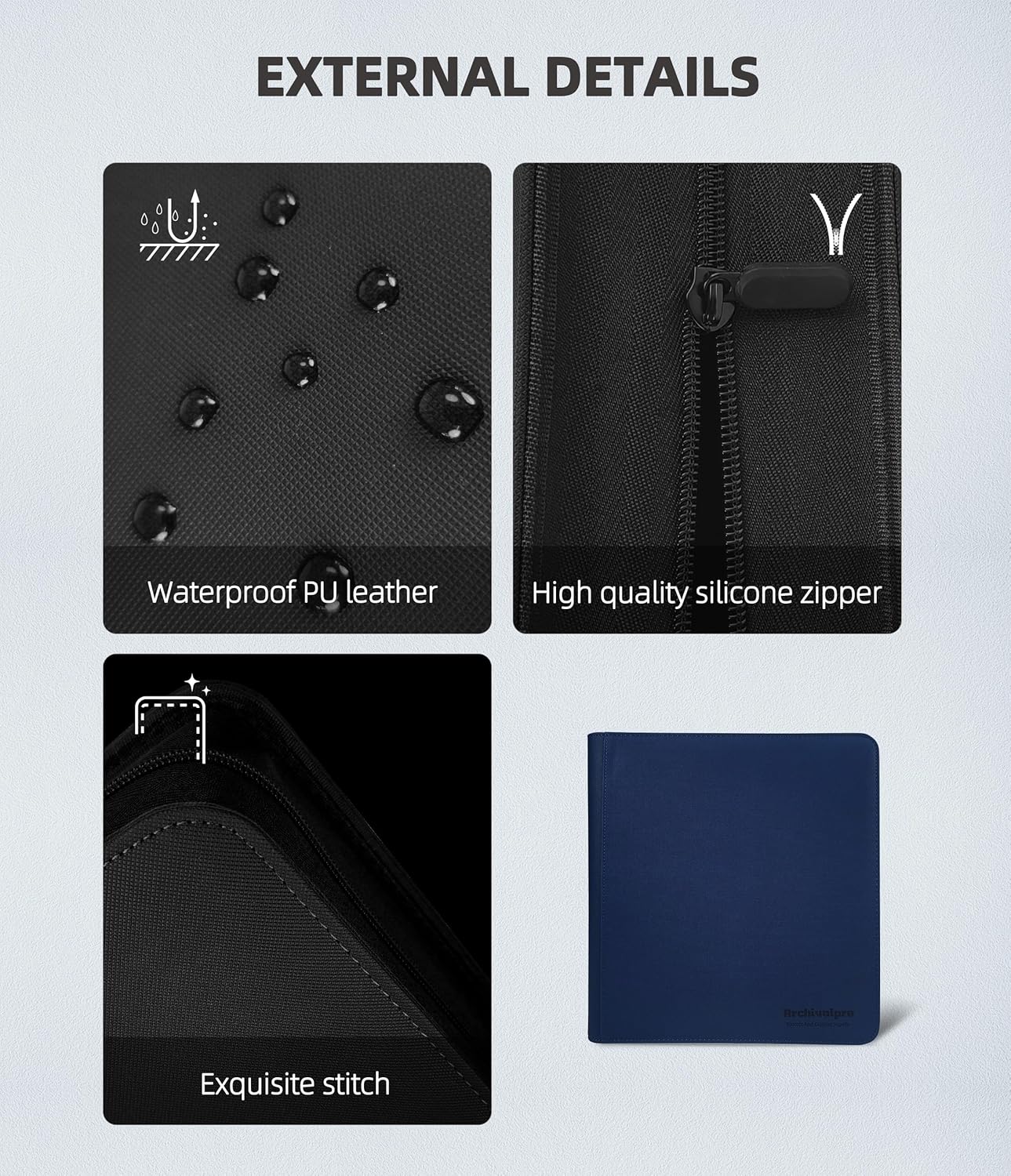 12 Pockets Premium Card Binder 480 Cards Trading Card Binders Side Load Card Storage Display Album(12 Pocket 480 Card Slot,Blue)