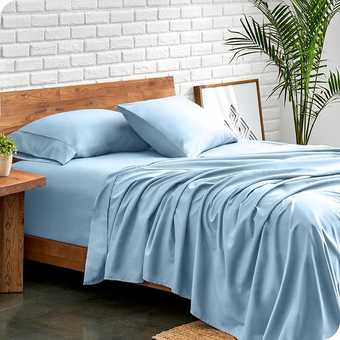 Bare Home King Sheet Set - Luxury 1800 Ultra-Soft Microfiber King Bed Sheets - Double Brushed - Deep Pockets - Easy Fit - 4 Piece Set - Bedding Sheets & Pillowcases (King, Light Blue)