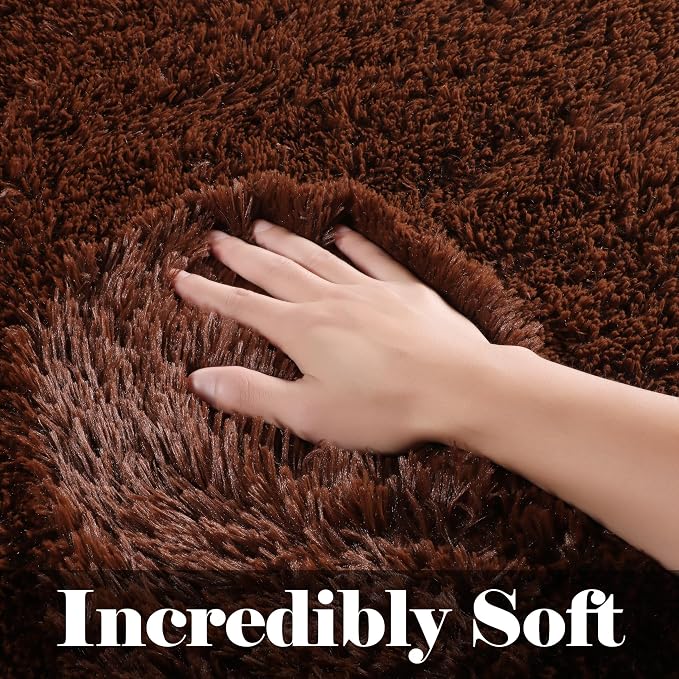 ONASAR Brown 8x10 Area Rugs for Living Room, Large Fluffy Shag Bedroom Rug - Image 2
