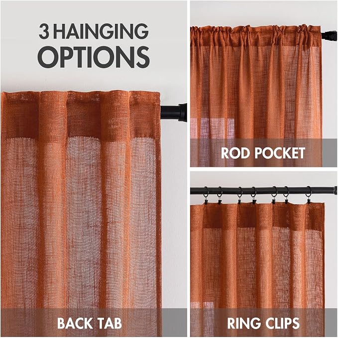 MIULEE Rust Curtains 84 Inch Length 2 Panels - Image 2