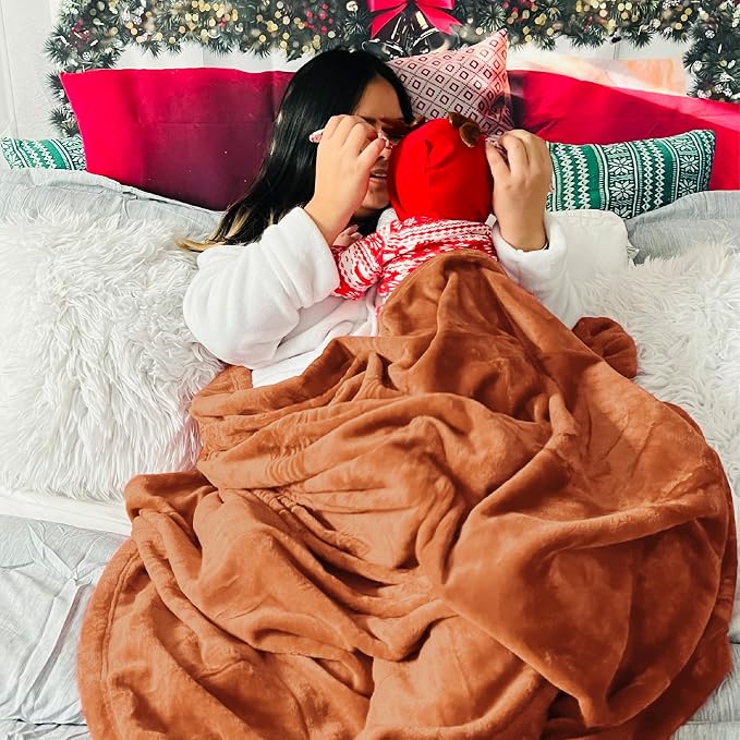 Bedsure Burnt Orange Throw Blankets Fleece Blanket Twin Blanket - Image 5