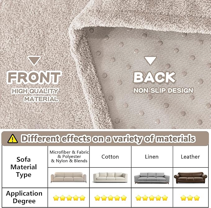 MYSKY HOME Sofa Cover, Couch Covers for Pet Couch Cover Reclining Couch Covers Loveseat Covers for 2 Cushion Couch Thick Durable Sofa Covers for Furniture Couch Cover, 71" x 102", Oat