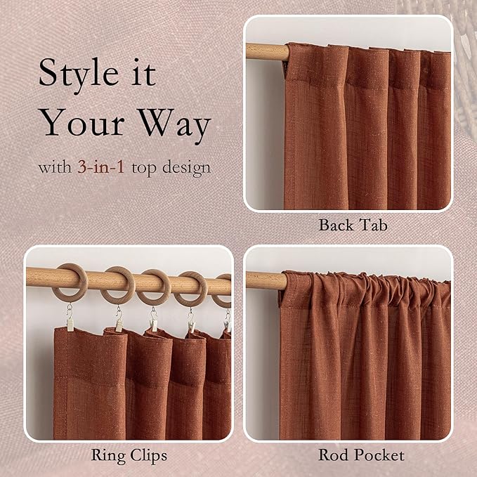 MYSKY HOME Extra Long Curtains for Living Room 96 Inches Light Filtering Semi - Image 4