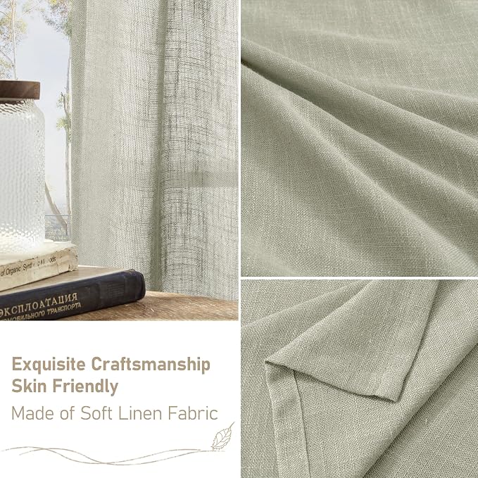 LAMIT Sage Grey Linen Curtains 24 Inch Length - Image 6