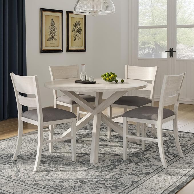 Peatuk Solid Wood Dining Chair Set of 2, Part of Dining Table Set, Mix and Match Table, Chair Sold Separately for Dining Room, Kitchen, Grey