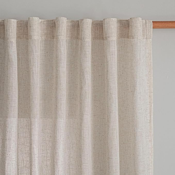 MYSKY HOME Natural Linen Living Room Curtains, Extra Long Semi Sheers Light by MYSKYHOME
