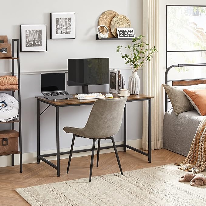 VASAGLE Computer Desk, Gaming Desk, Home Office Desk, for Small Spaces, 23.6 x 47.2 x 29.9 Inches, Industrial Style, Metal Frame, Rustic Brown and Black ULWD039B01