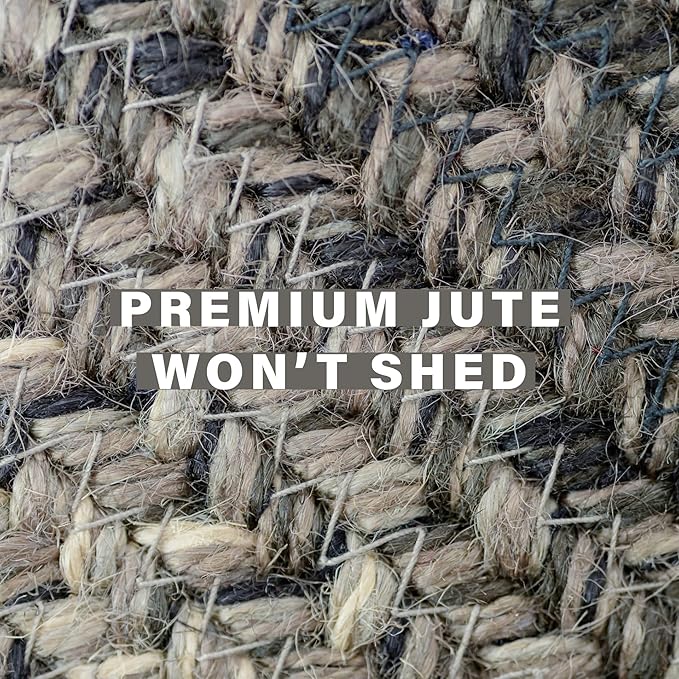 Homespice Flint Hill Braided Dark Gray Area Rugs 8x10' - Primitive Style Dining Room Rugs for Under Table