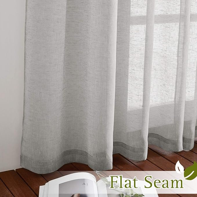 NICETOWN Linen Textured Semi Sheer Curtains 72 inches Length, Eyelet Top - Image 7