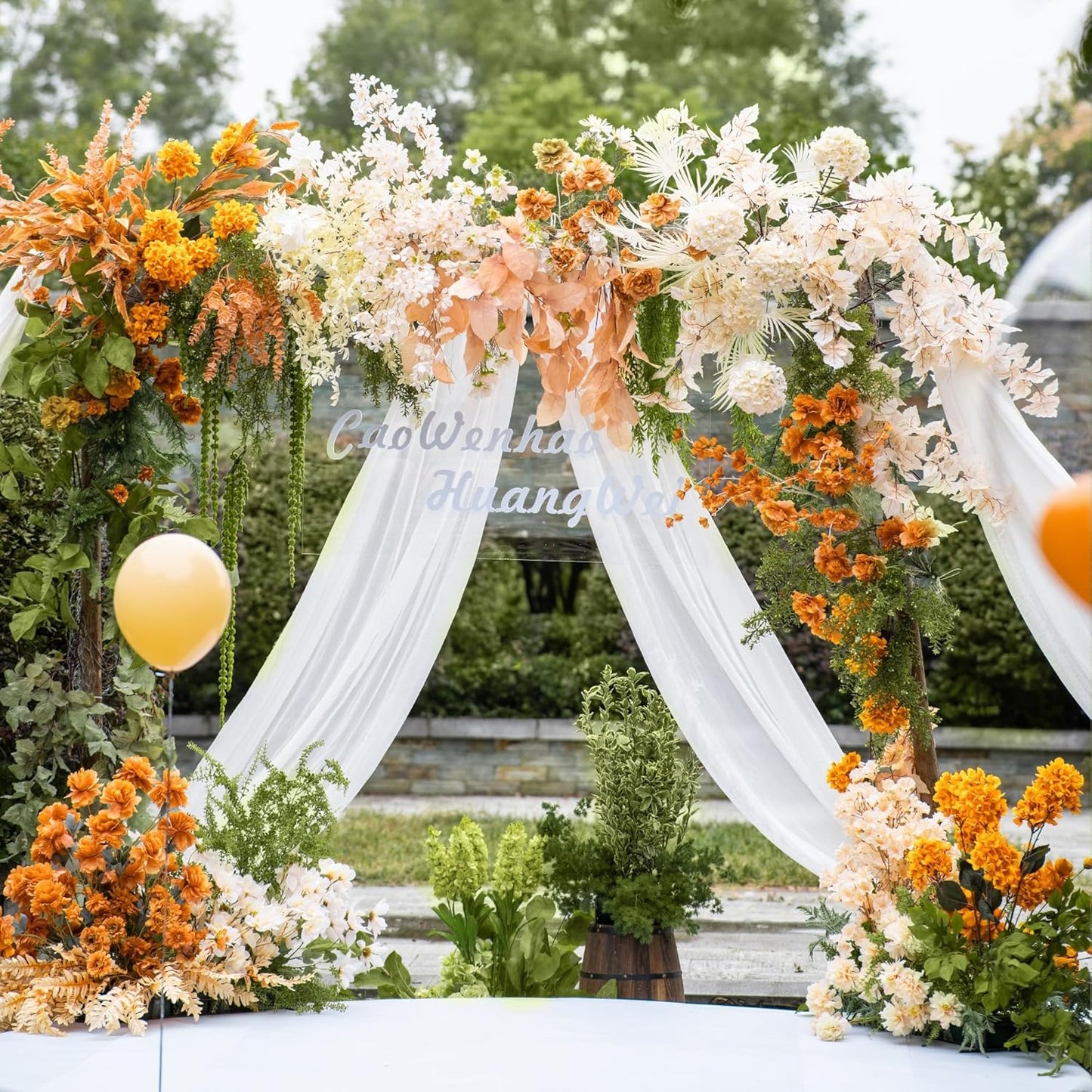 Wedding Arch Draping Fabric 1 Panel 28.7" x 20FT White Sheer Chiffon Backdrop Drapes for Wedding Ceremony Birthday Party Bridal Shower Outdoor Decoration