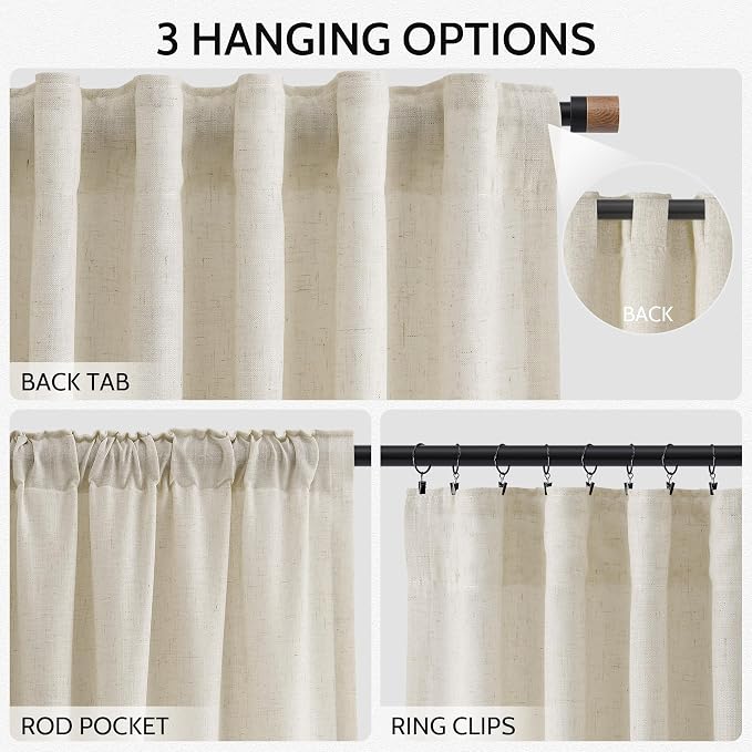 Nanspring Vanilla Curtains 90 Inches Long - Image 2