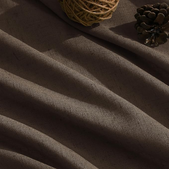 Nanspring Chocolate Linen Curtains 84 Inch Length 2 Panels Set - Image 5