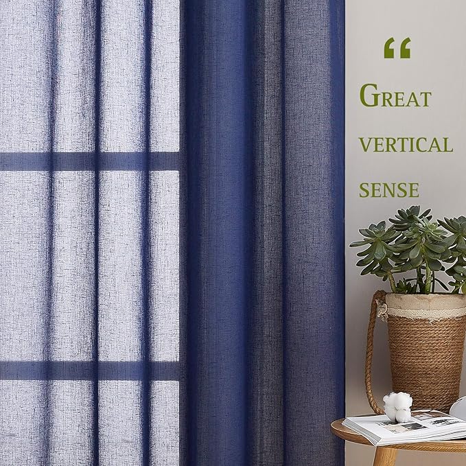 NICETOWN Linen Textured Sheer Curtains 84 inch Long - Image 2