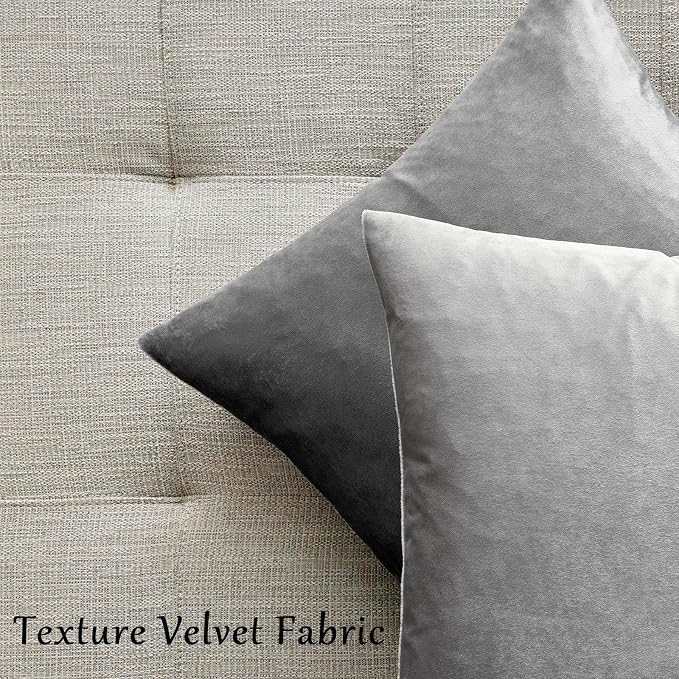 Silver Grey Velvet Decorative Throw Pillow Covers - Image 4