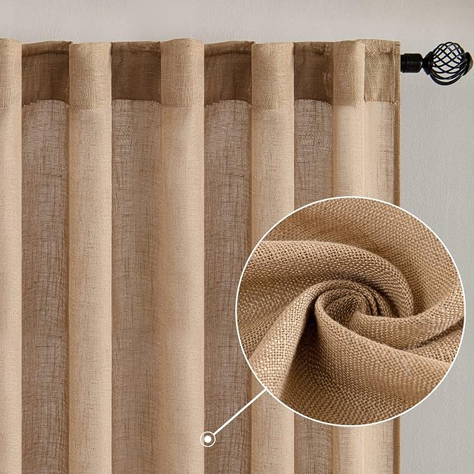 MIULEE Brown Linen Curtains 84 Inch Length - Image 2