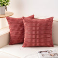 Pack of 2 Corduroy Decorative Throw Pillow Covers 16x16 Inch Soft Striped by Unknown