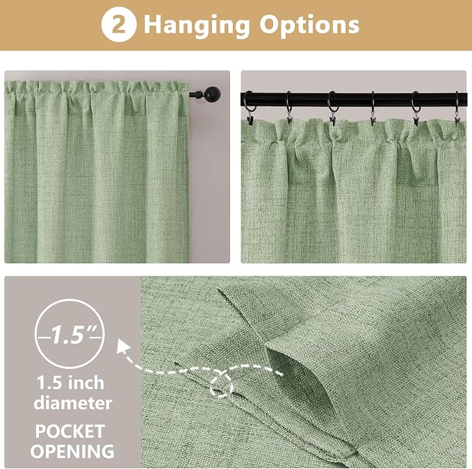 OVZME Valance for Windows, Light Filtering Faux Linen Textured Small Short - Image 7