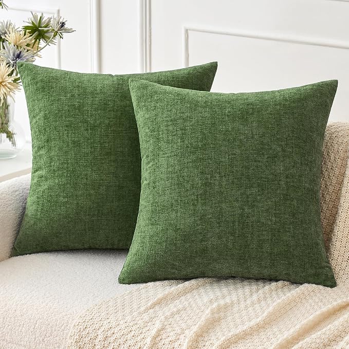 MIULEE Pack of 2 Couch Throw Pillow Covers 16x16Inch Soft Moss Green Spring by MIULEE