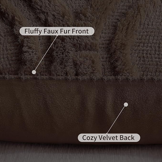 decorUhome Throw Pillow Covers 26x26 Inch Set of 2, Soft Plush Faux Wool Dark - Image 6