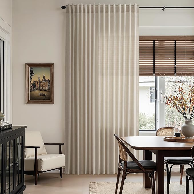 Nanspring Living Room Curtains 63 Inch Length Linen Blend Cobblestone Light - Image 8