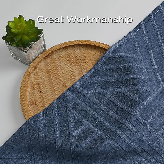 Simplebrand Navy Blue Sheer Kitchen Curtains 36 Inch Length Tier Curtains 2 - Image 6