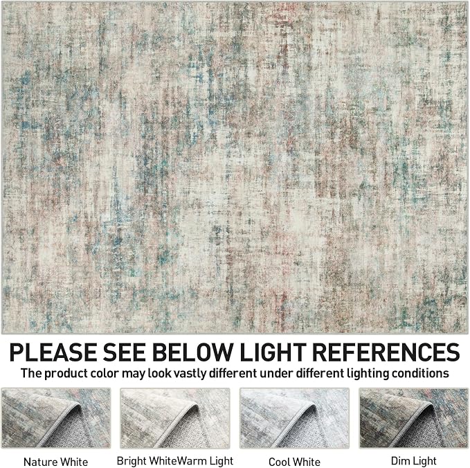 4x6 Area Rugs Washable Rug: Modern Abstract Living Room Rug Soft Anti-Skid Thin - Image 7