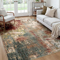 Washable Area Rugs Square 7ft Non-Slip Modern Abstract Soft by RELEANY