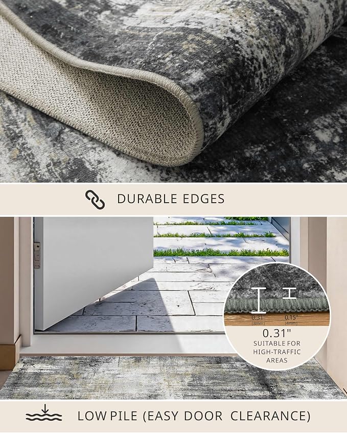 Latte&Fog 6x9 Area Rugs for Living Room Bedroom, Boho Non Slip Low Pile Carpet - Image 6