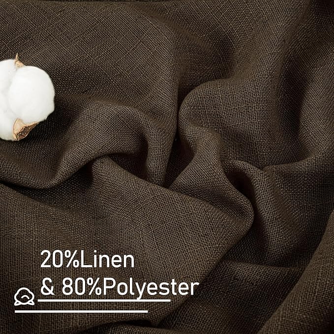 LAMIT Linen Curtains 63 Inch Length 2 Panels, Light Filtering Panels Back Tab - Image 2