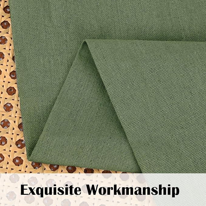 FRAMICS Farmhouse Valance Curtains, Boho Cotton Linen Kitchen Valance, Olive - Image 5