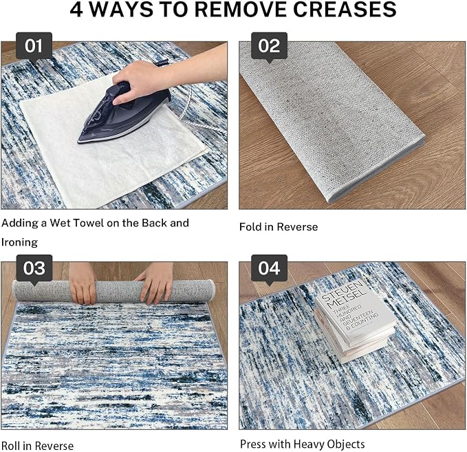 Lansny Modern Abstract 8x10 Large Machine Washable Living Room Rug Non-Slip - Image 4