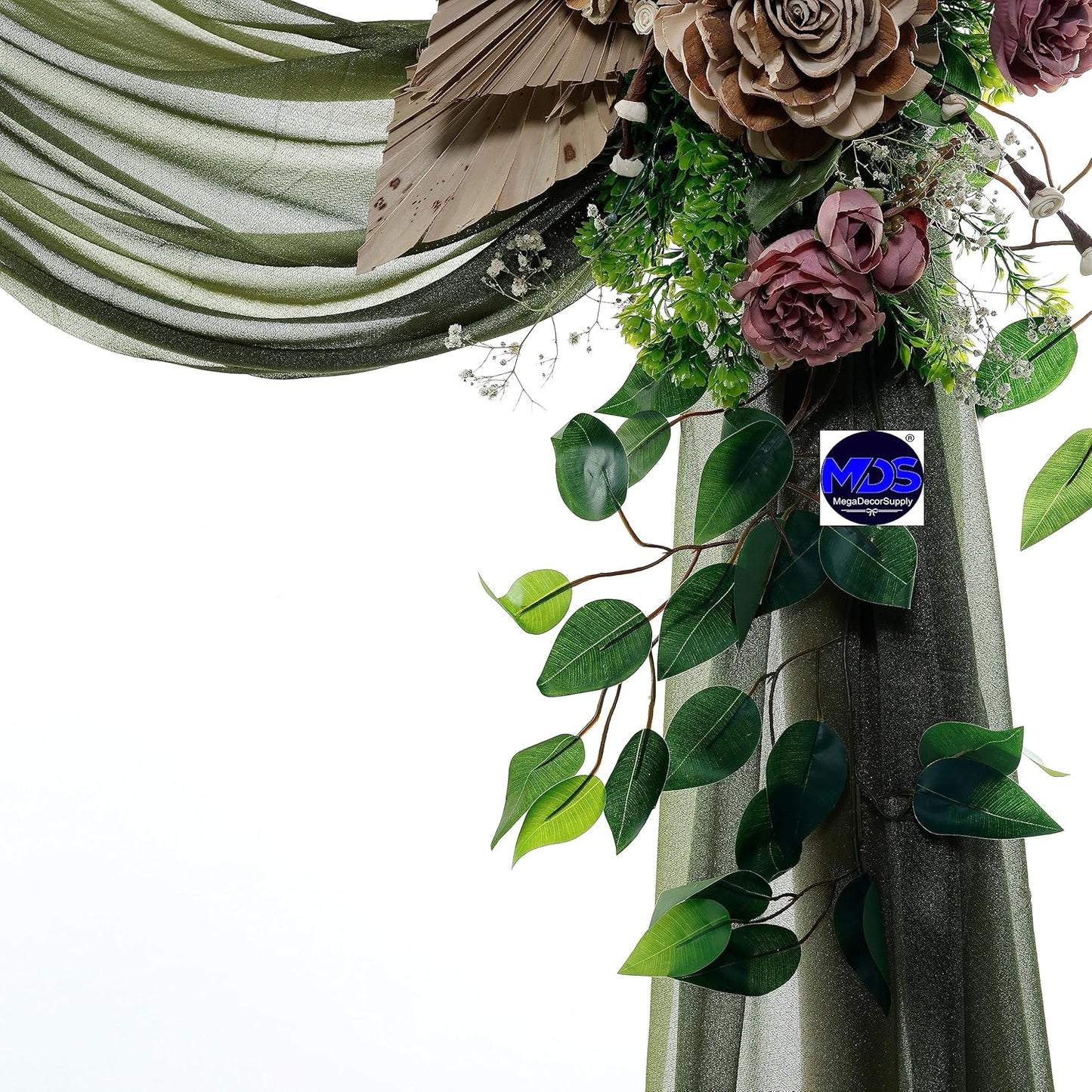 MDS Halloween Chiffon Draping Fabric - 1 Panel, 30" Wide x 20ft Long - Sheer Spooky Arbor & Canopy Drapery for Haunted House Backdrops, Party Ceilings, DIY Costumes & Themed Events - Olive Green