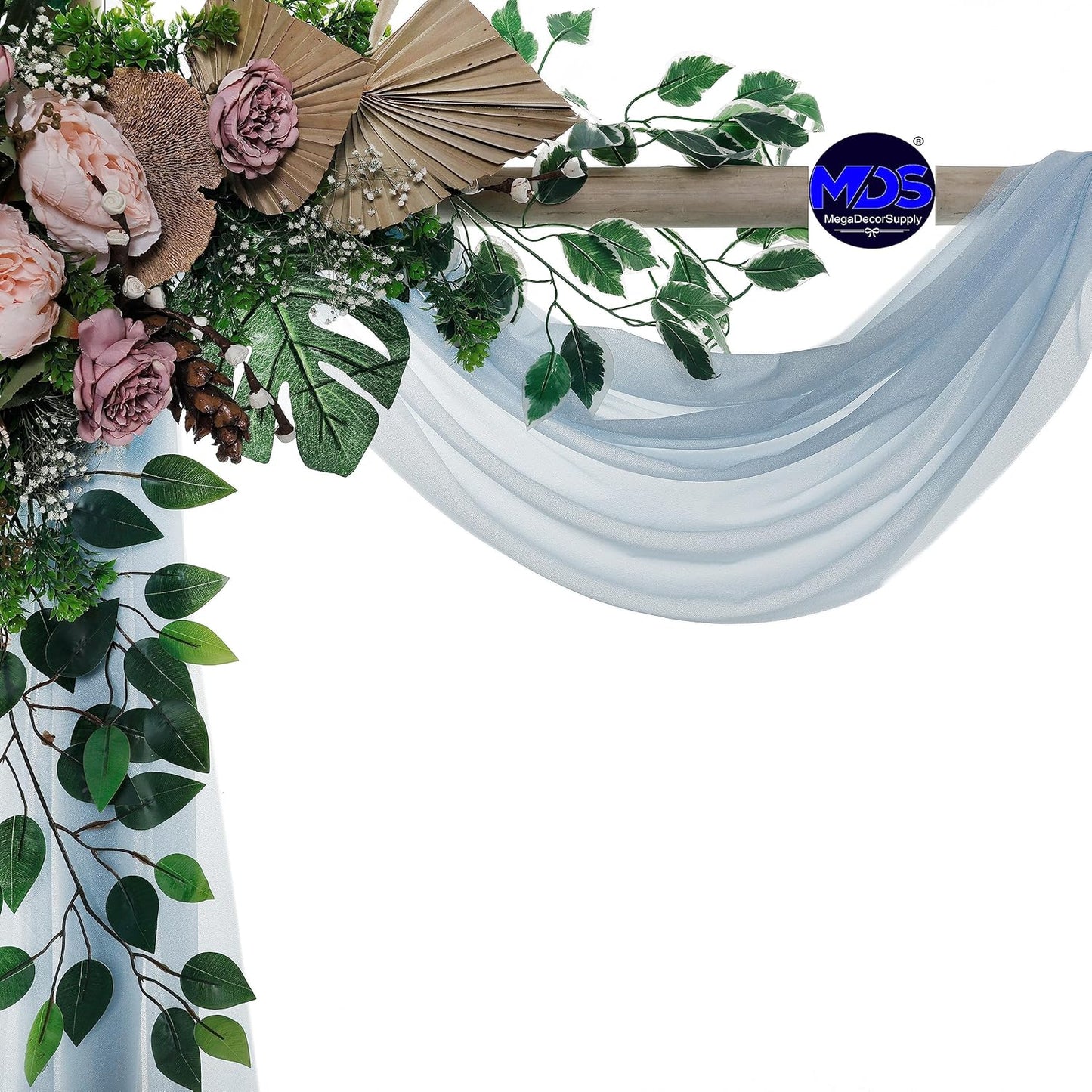 MDS Halloween Chiffon Draping Fabric - 1 Panel, 30" Wide x 100ft Long - Sheer Spooky Arbor & Canopy Drapery for Haunted House Backdrops, Party Ceilings, DIY Costumes & Themed Events - Baby Blue